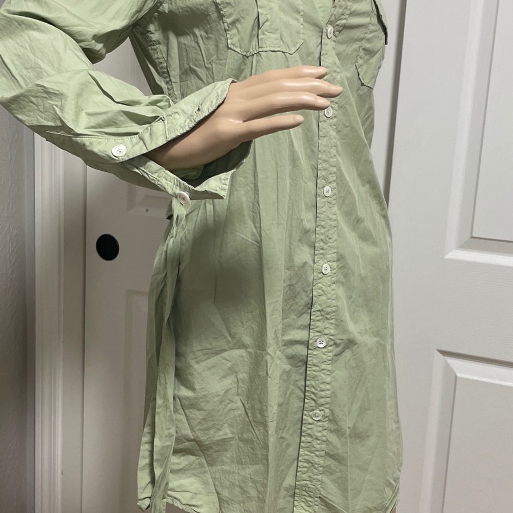 short dress civilaire utility shirts green long sleeve bag on the front size.M
